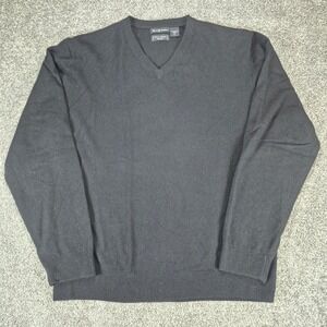 W.H. Belk 100% Cashmere Sweater Mens XL Black V-Neck Pullover